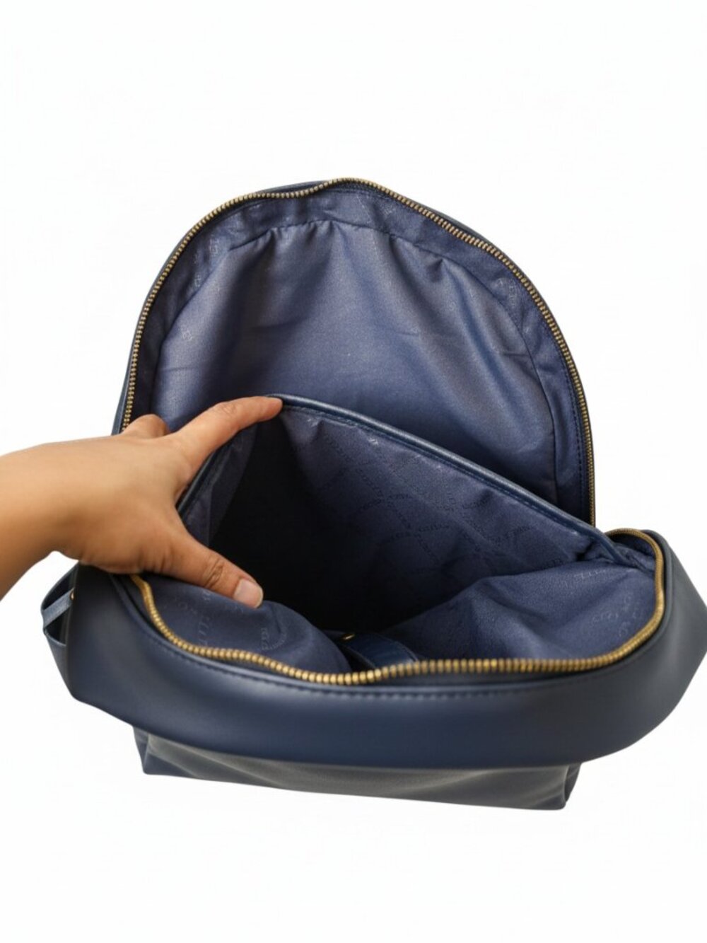 Rosetti Navy Faux Leather Laptop Backpack Work Travel Bag w/ Gold Hardware Chic - Picture 11 of 14